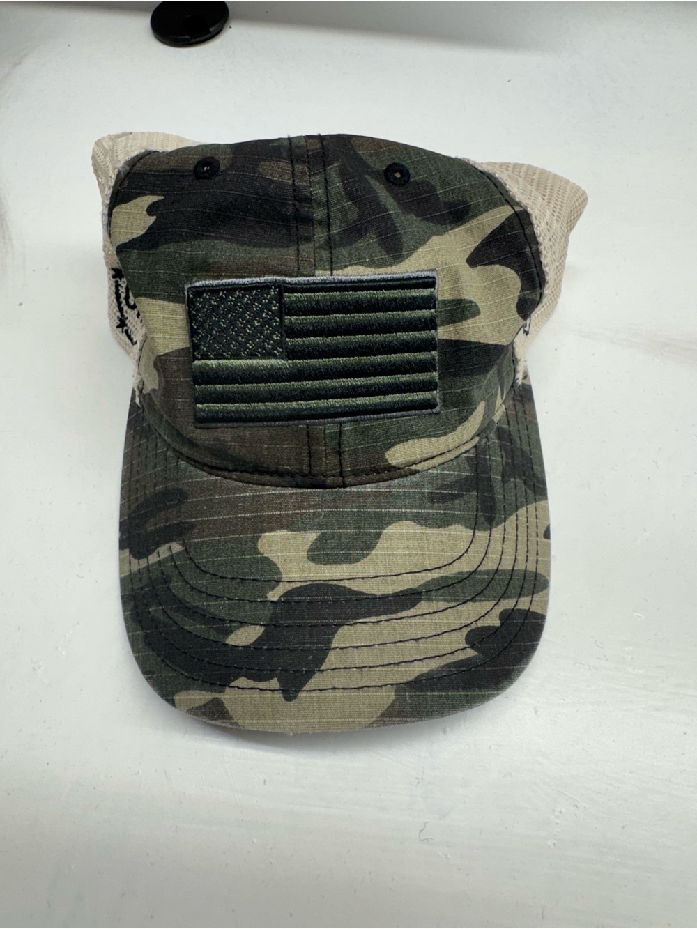 Top of the World Camo Trucker Hat with Flag Patch - Green